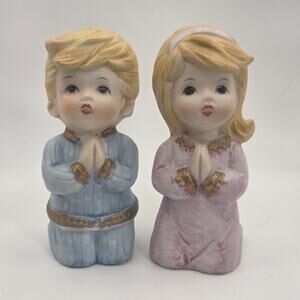 Vintage HOMCO Praying Twin Boy & Girl Figurines Christmas religious